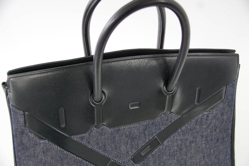 Hermès Birkin 35 Limited Edition Denim Shadow Bag Crowned Bag