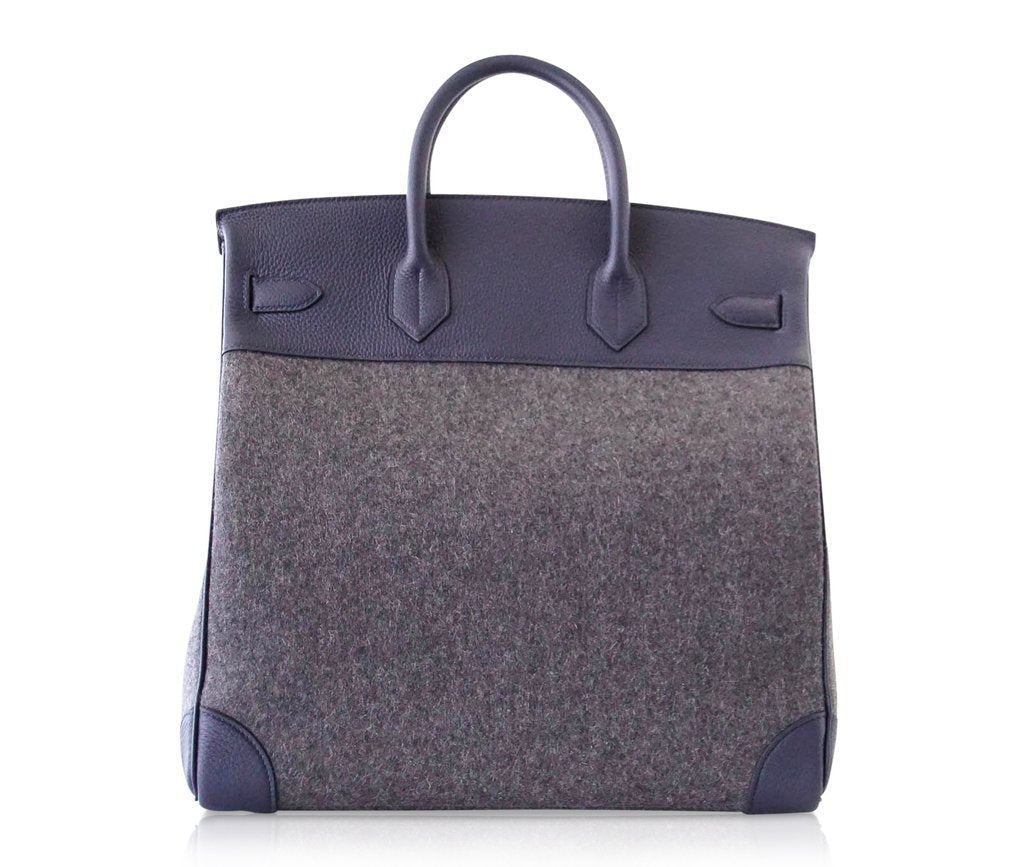 Hermès Birkin 40 HAC Gris Wool Blue Togo PHW Bag Crowned Bag