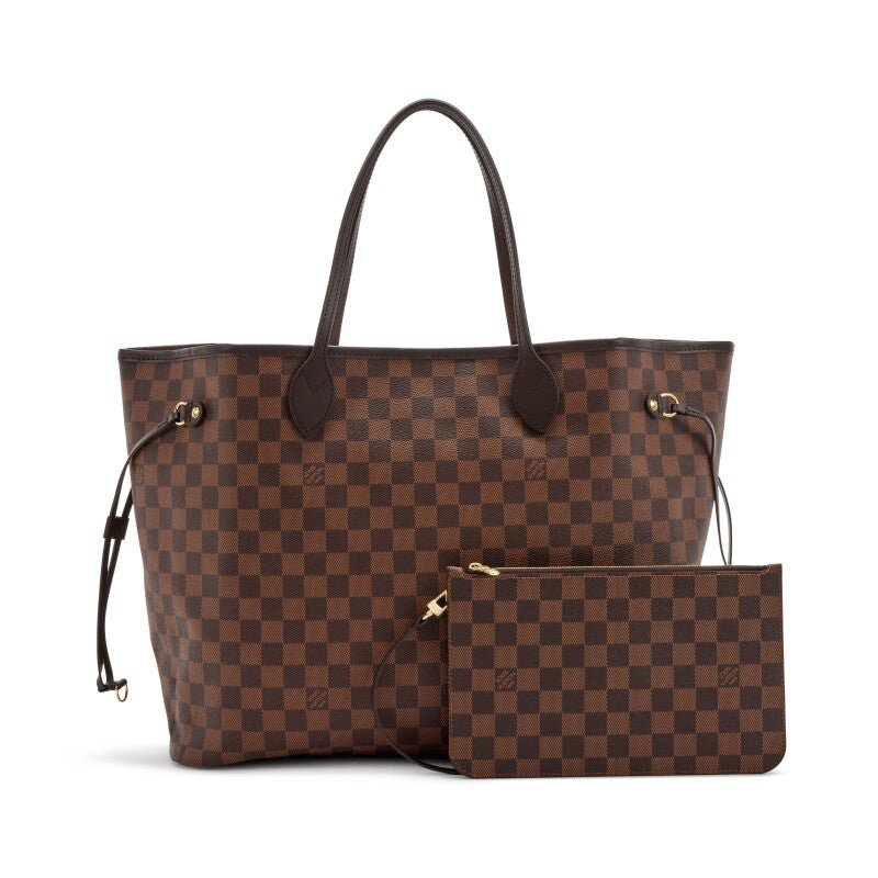 Ebene Damier Canvas Neverfull GM Goldtone Hardware, 2021-2022 - Crowned Bag