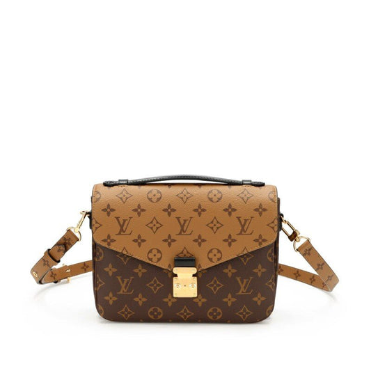 Ebene Reverse Monogram Coated Canvas Pochette Mètis Gold Hardware, 2021-2022 - Crowned Bag