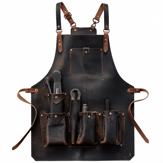 Embercraft Master Crazy Horse Leather Blacksmith Apron – Heavy Duty - Crowned Bag