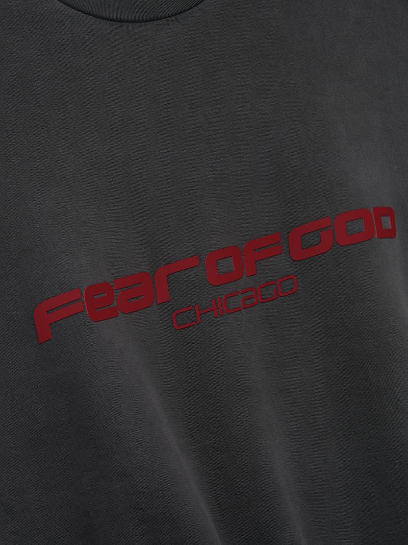Fear of God Essentials Chicago Heavy Fleece Cropped Sweatshirt Dark Grey Red BagAg