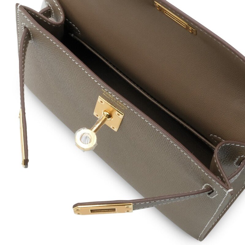 Etoupe Epsom Mini Kelly 20 II Gold Hardware, 2021 - Crowned Bag