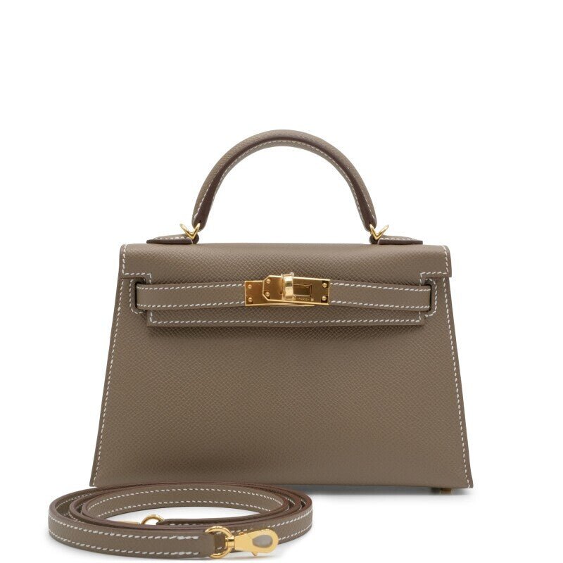 Etoupe Epsom Mini Kelly 20 II Gold Hardware, 2021 - Crowned Bag