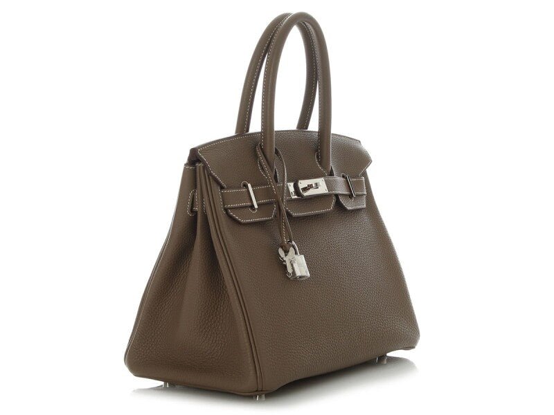 Etoupe Togo Birkin 30 Palladium Hardware, 2015 - Crowned Bag