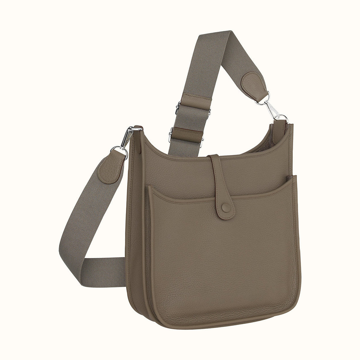 Hermes Evelyne III PM Gris Etain Clemence Palladium Hardware Crowned Bag