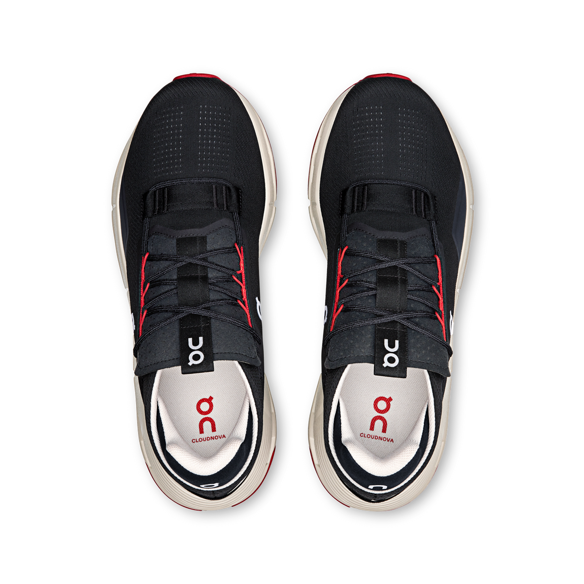 On Running Men's Cloudnova 2 Shoes - Black / Red On Running