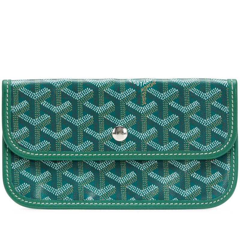 Green Goyardine Canvas Saint Louis Pouch Wallet - Crowned Bag
