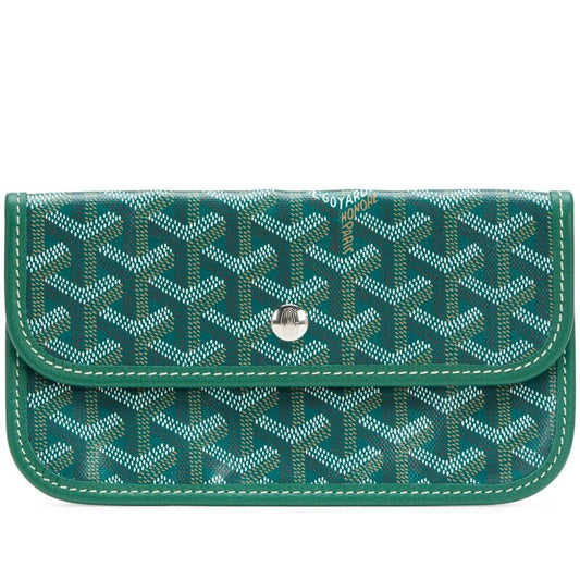 Green Goyardine Canvas Saint Louis Pouch Wallet - Crowned Bag