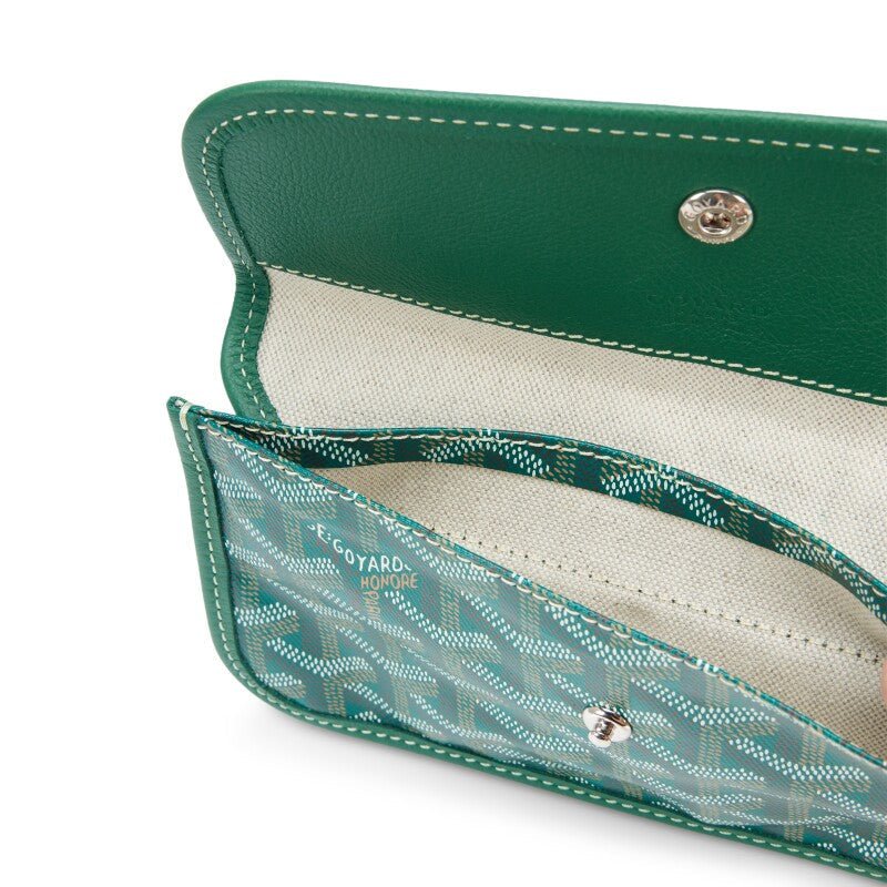 Green Goyardine Canvas Saint Louis Pouch Wallet - Crowned Bag
