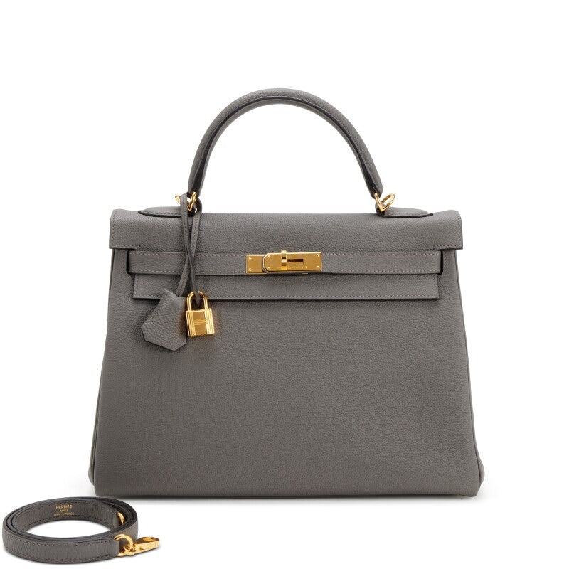 Gris Etain Retourne Togo Kelly 32 Gold Hardware, 2020 - Crowned Bag