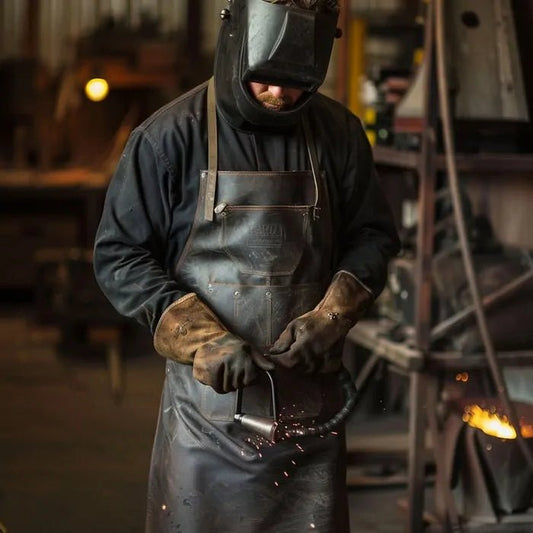 HeatArmor Heavy Duty Leather Welding Apron – Heat & Spark Protection - Crowned Bag