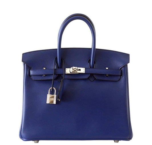 Hermès Birkin 25 Bleu Saphir Bag Swift Palladium - Crowned Bag