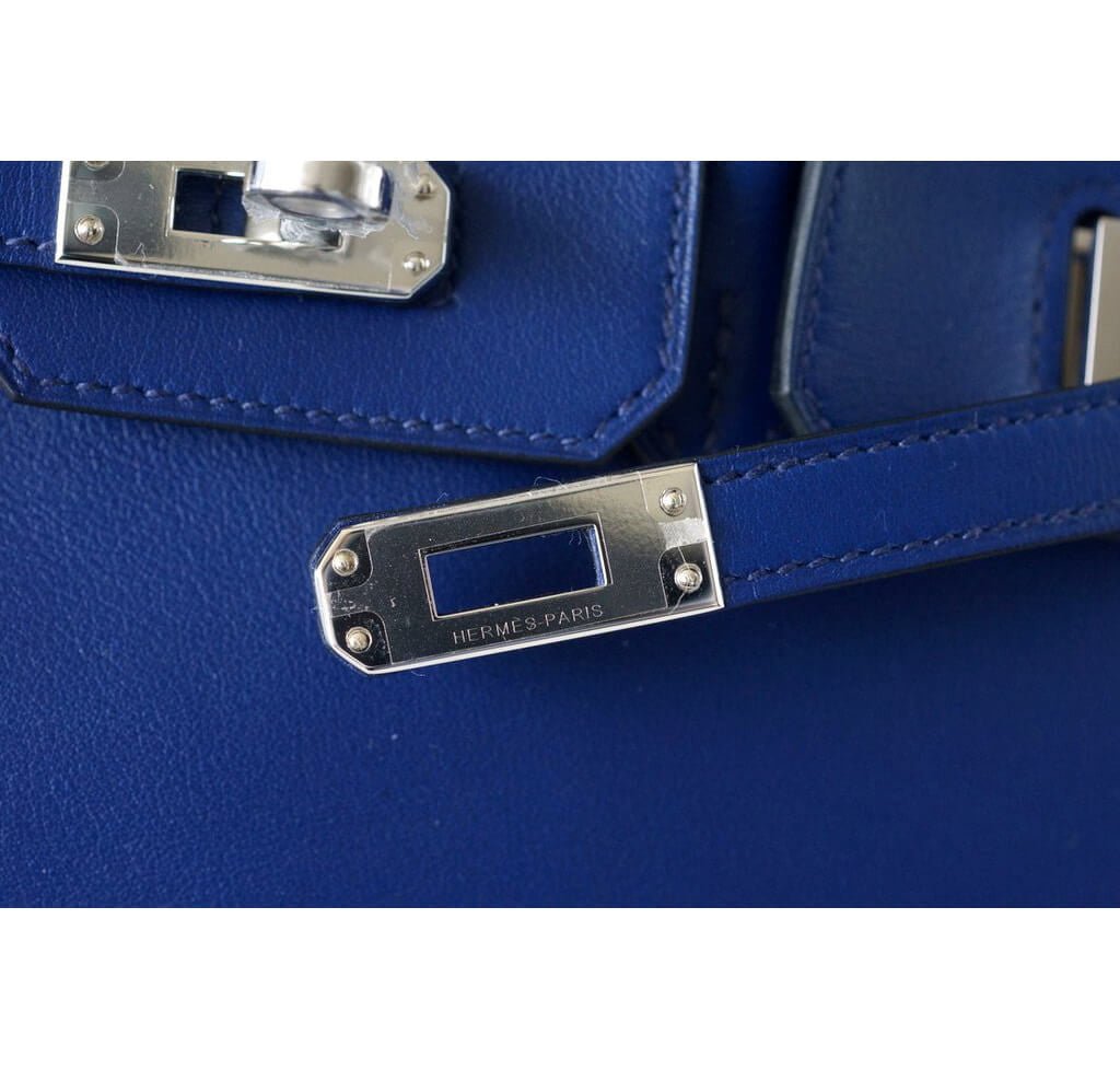 Hermès Birkin 25 Bleu Saphir Bag Swift Palladium - Crowned Bag