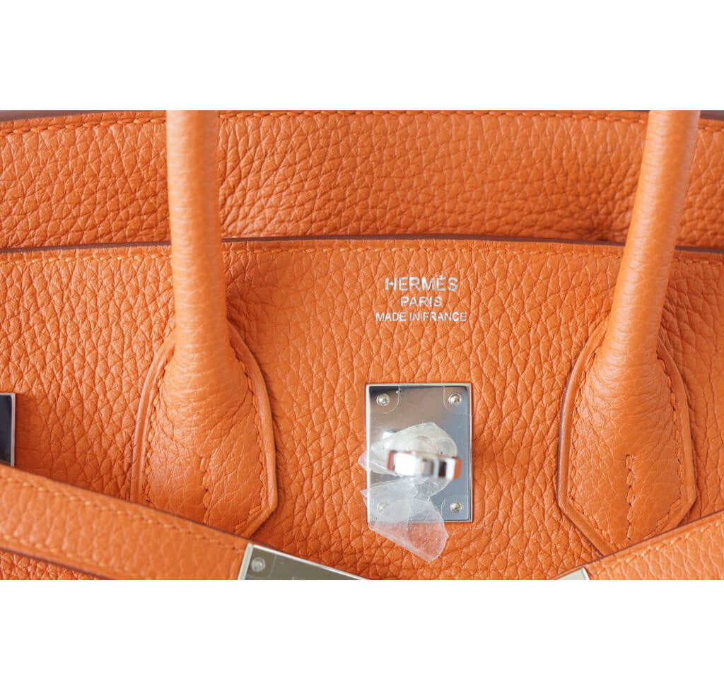 Hermès Birkin 25 Bag H Orange Togo Leather Crowned Bag