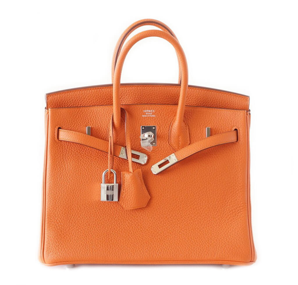 Hermès Birkin 25 Bag H Orange Togo Leather Crowned Bag