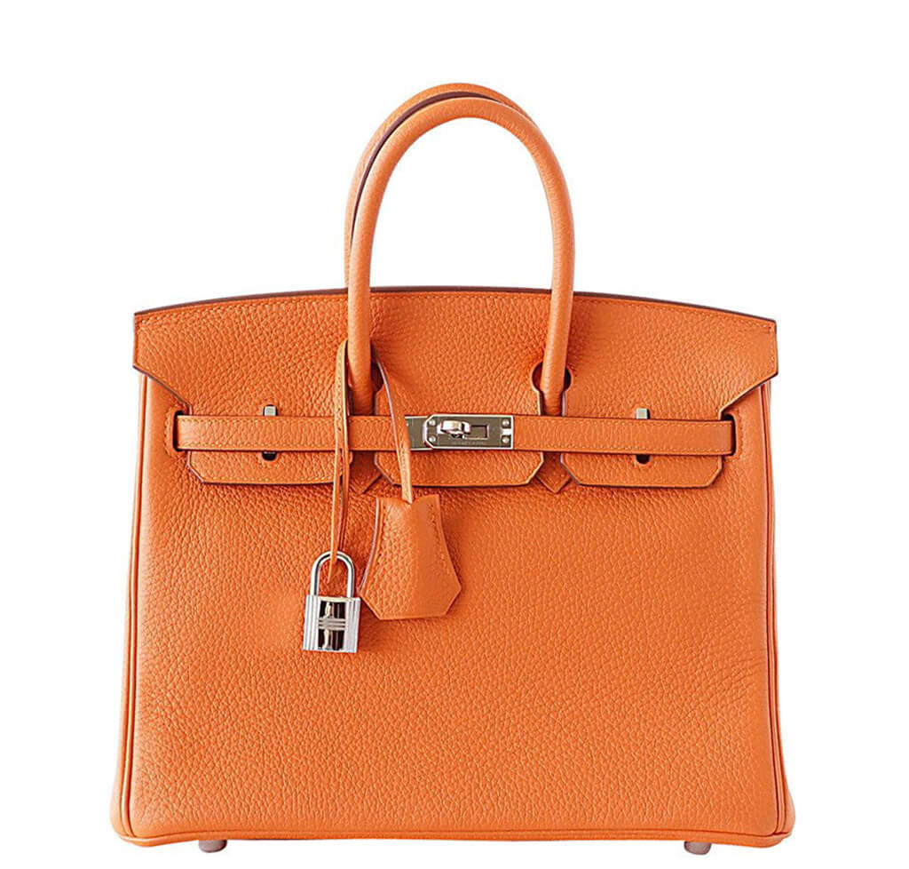 Hermès Birkin 25 Bag H Orange Togo Leather Crowned Bag