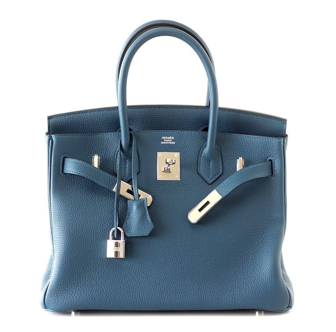 Hermès Birkin Bag 30 Bleu Colvert Togo PHW Crowned Bag