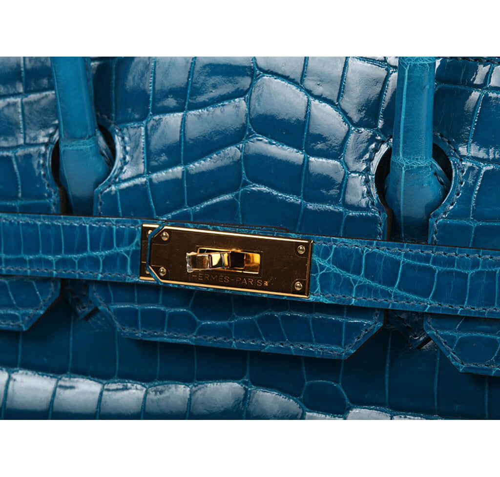 Hermès Birkin 30 Bag Blue Izmir Crocodile Crowned Bag