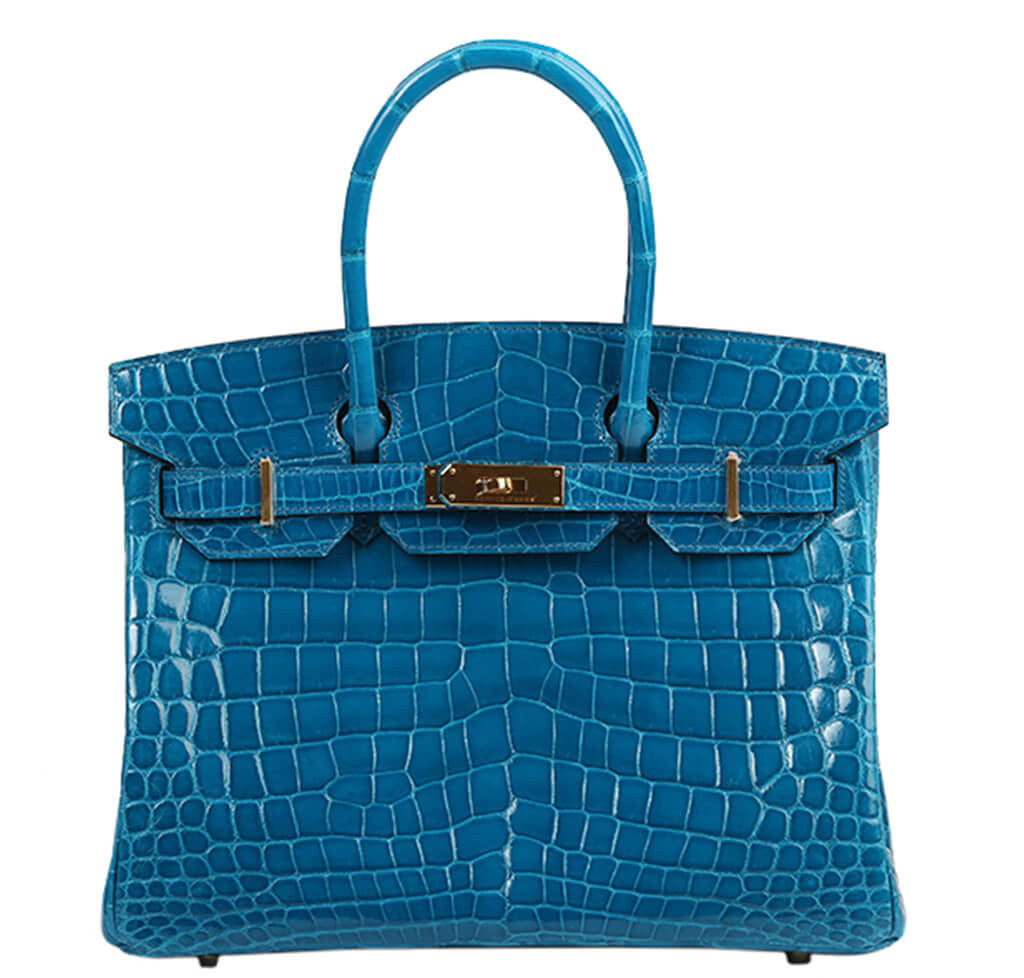 Hermès Birkin 30 Bag Blue Izmir Crocodile Crowned Bag