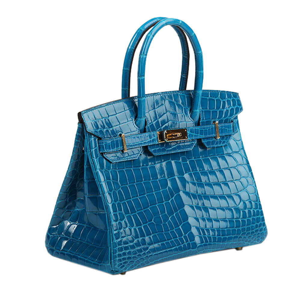Hermès Birkin 30 Bag Blue Izmir Crocodile Crowned Bag