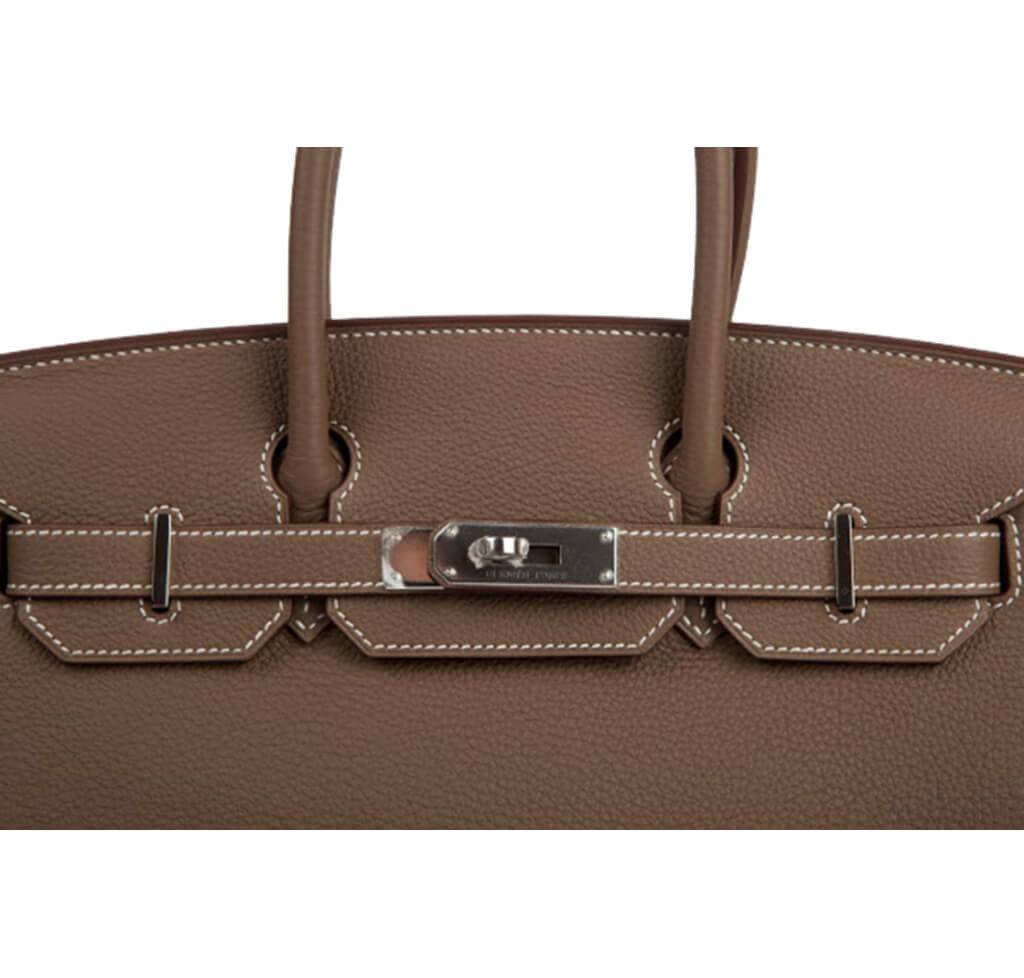 Hermès Togo Birkin 30 Bag Etoupe PHW Crowned Bag