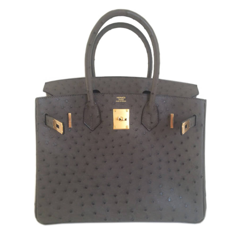 Hermès Birkin 30 Ostrich Graphite Bag - Crowned Bag