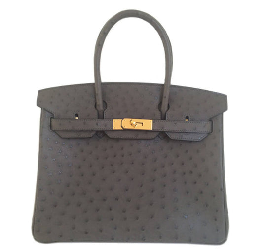 Hermès Birkin 30 Ostrich Graphite Bag - Crowned Bag