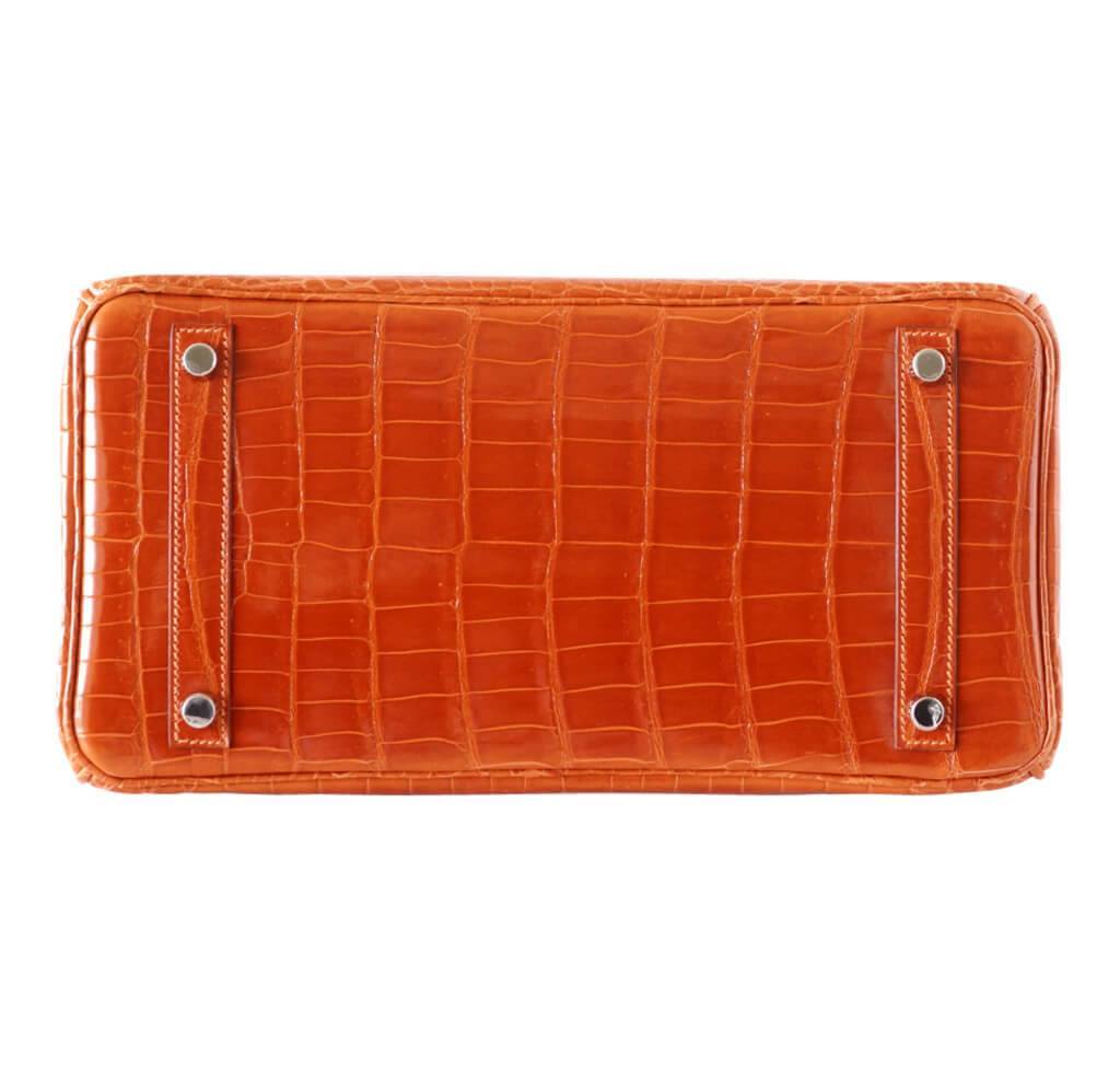 Hermès Birkin 30 Potiron Niloticus Crocodile Bag PHW - Crowned Bag