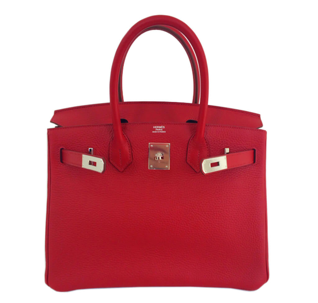 Hermès Birkin 30 Rouge Garance Bag Togo Crowned Bag