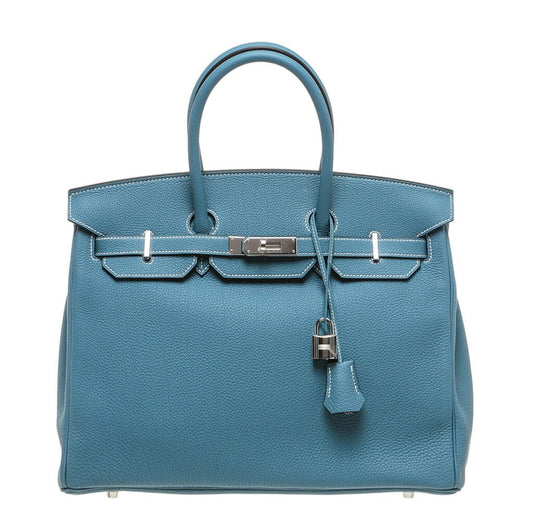Hermès Birkin 35 Bag Blue Jean Togo - Crowned Bag