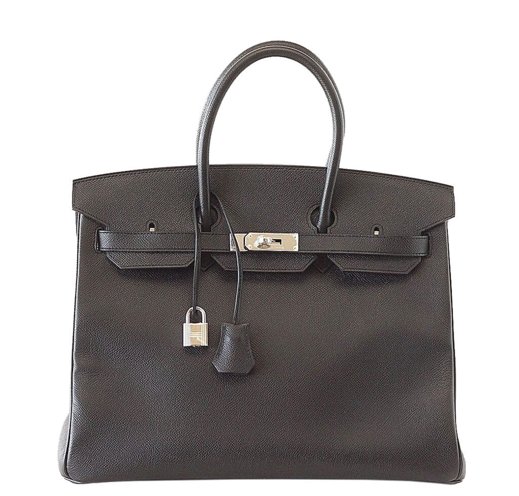 Hermès Birkin 35 Bag Black Epsom PHW Crowned Bag