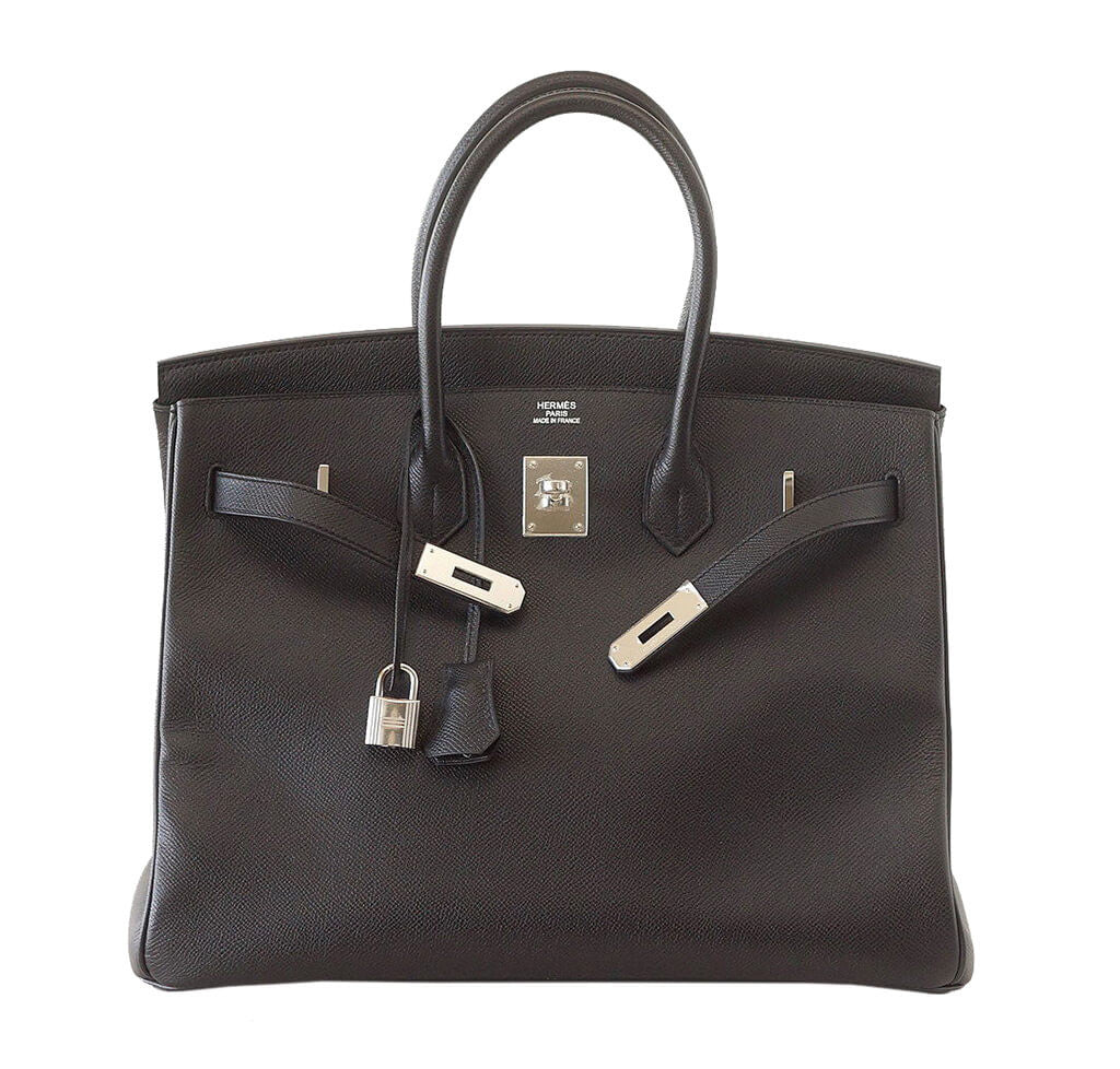 Hermès Birkin 35 Bag Black Epsom PHW Crowned Bag