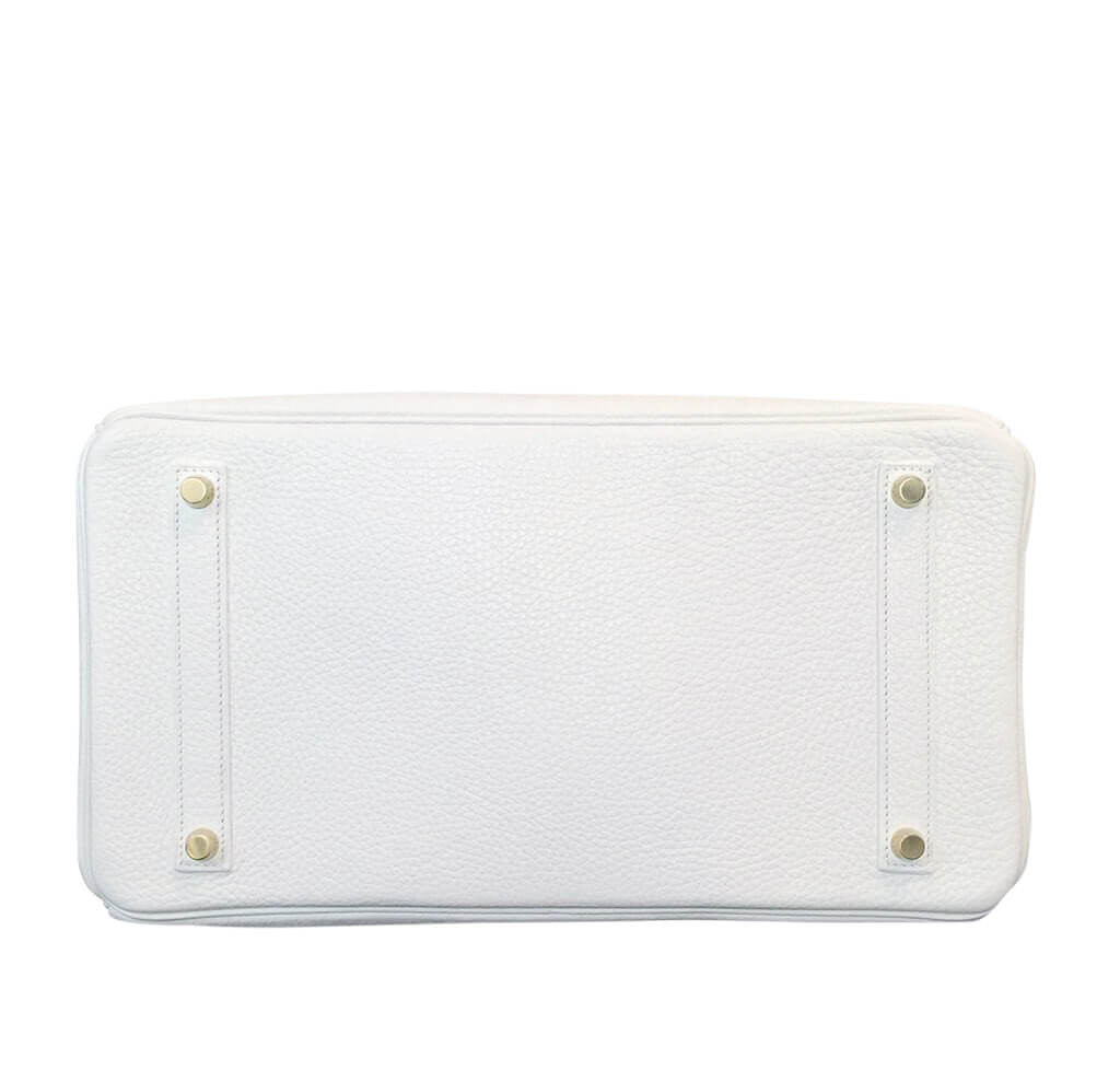 Hermès Birkin 35 Bag Blanc Taurillon Clemence Crowned Bag