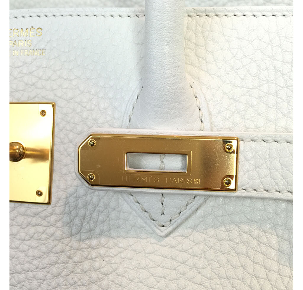 Hermès Birkin 35 Bag Blanc Taurillon Clemence Crowned Bag