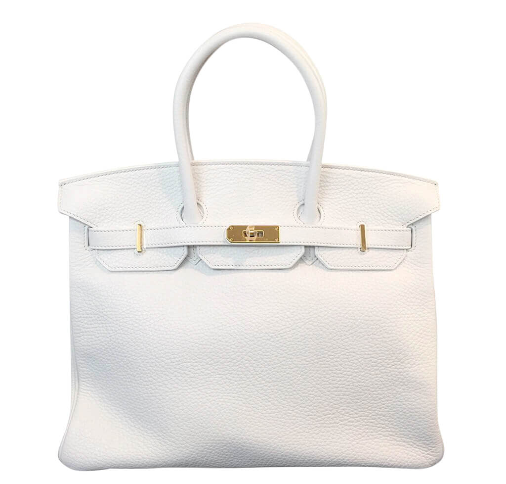 Hermès Birkin 35 Bag Blanc Taurillon Clemence Crowned Bag