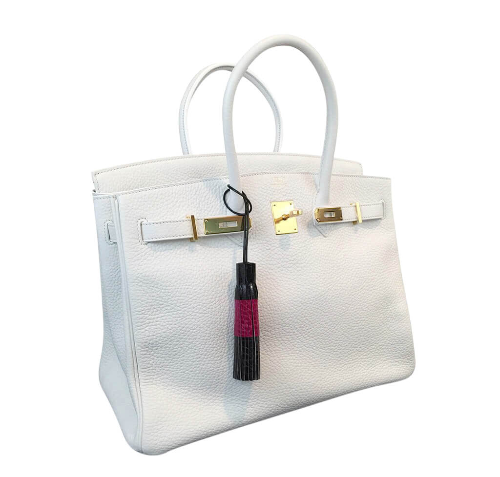Hermès Birkin 35 Bag Blanc Taurillon Clemence Crowned Bag