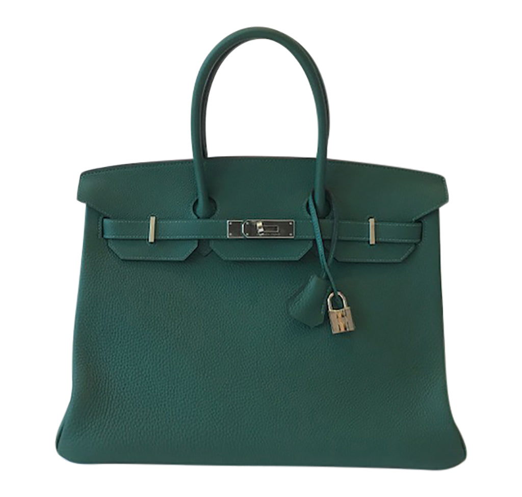 Hermès Togo Birkin 35cm Bag Malachite PHW Crowned Bag