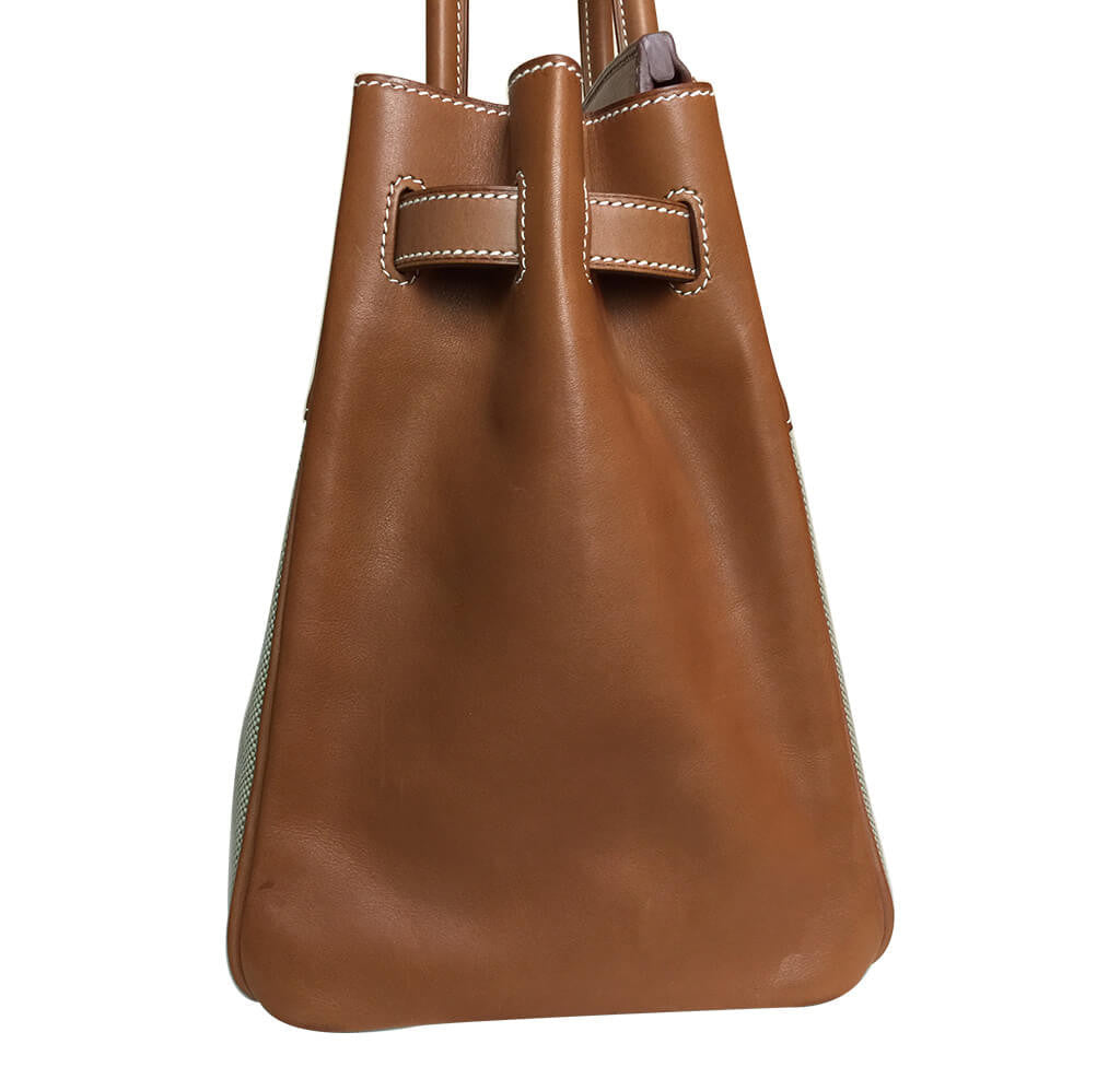 Hermes Birkin 35 Flag Bag Tan Orange Toile Limited Edition Crowned Bag