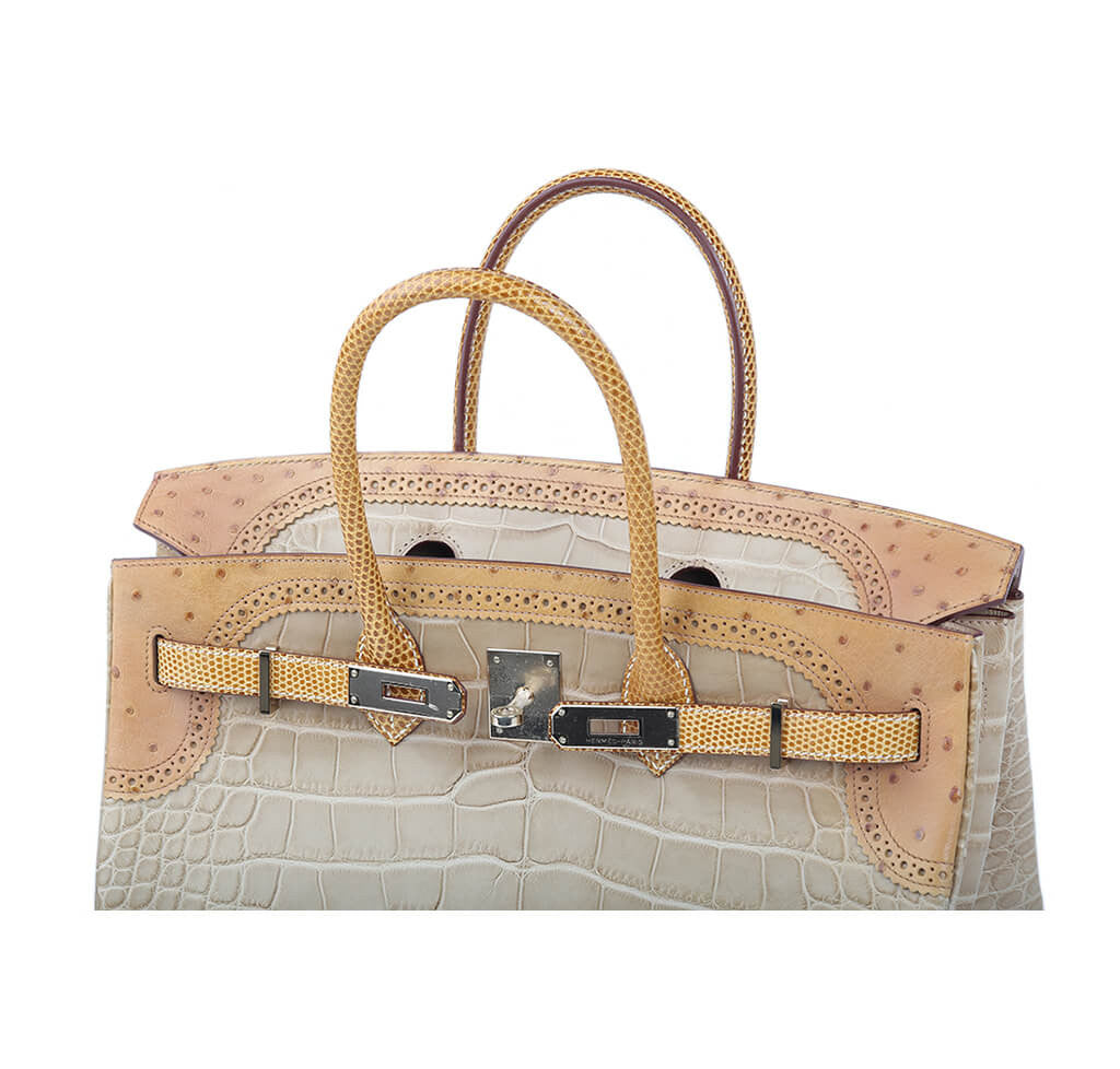 Hermès Ghillies Birkin 35 Tri-Color Alligator Bag Crowned Bag