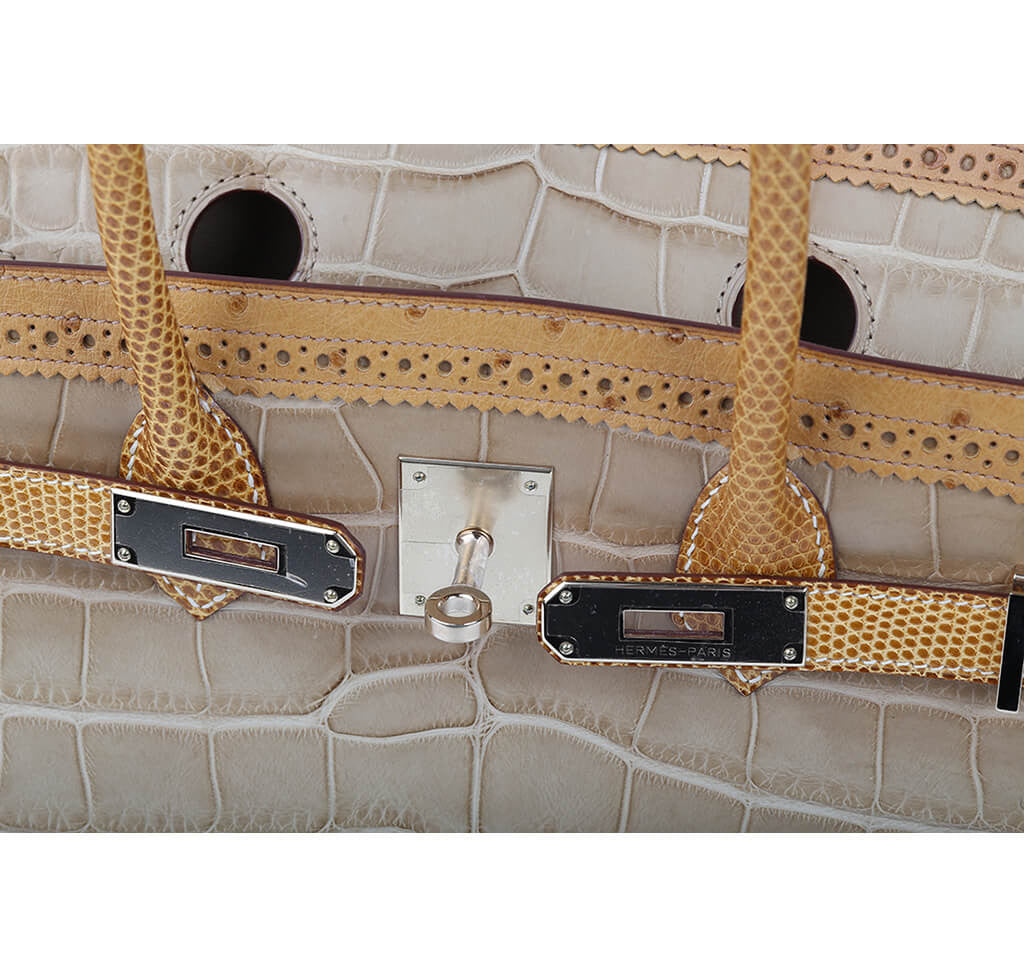 Hermès Ghillies Birkin 35 Tri-Color Alligator Bag Crowned Bag