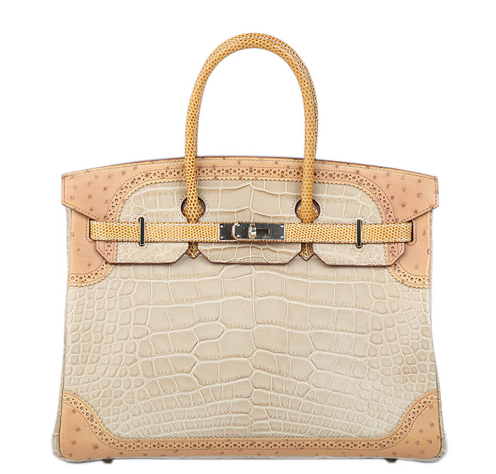 Hermès Ghillies Birkin 35 Tri-Color Alligator Bag Crowned Bag