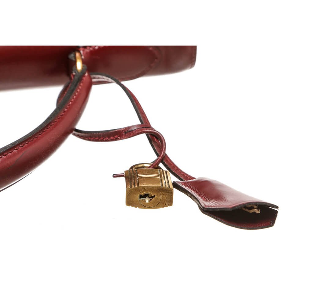 Hermès Burgundy Kelly Bag 32cm GHW - Crowned Bag