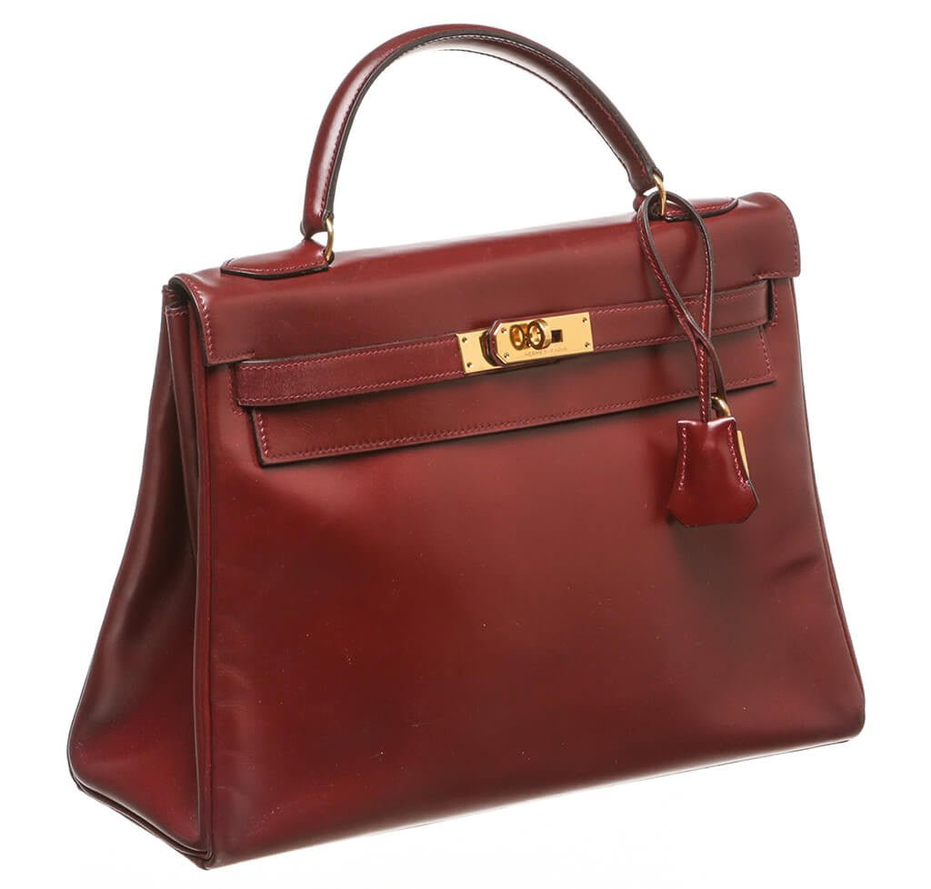 Hermès Burgundy Kelly Bag 32cm GHW - Crowned Bag