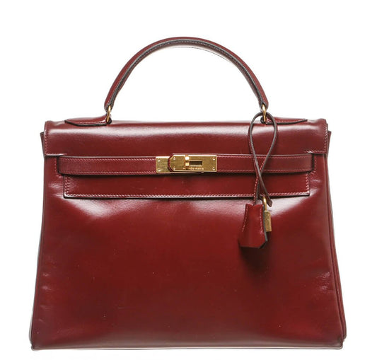 Hermès Burgundy Kelly Bag 32cm GHW - Crowned Bag