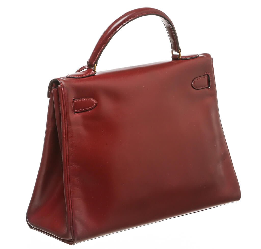 Hermès Burgundy Kelly Bag 32cm GHW - Crowned Bag