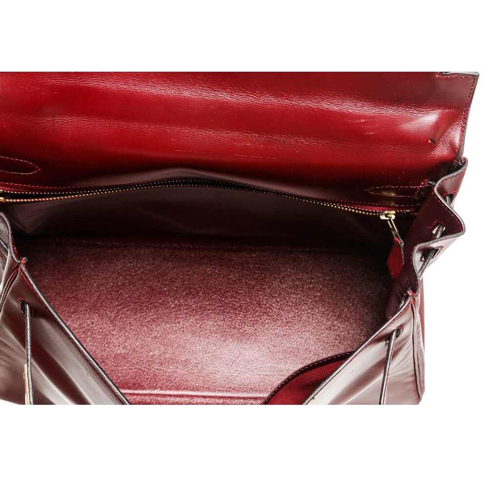 Hermès Burgundy Kelly Bag 32cm GHW - Crowned Bag