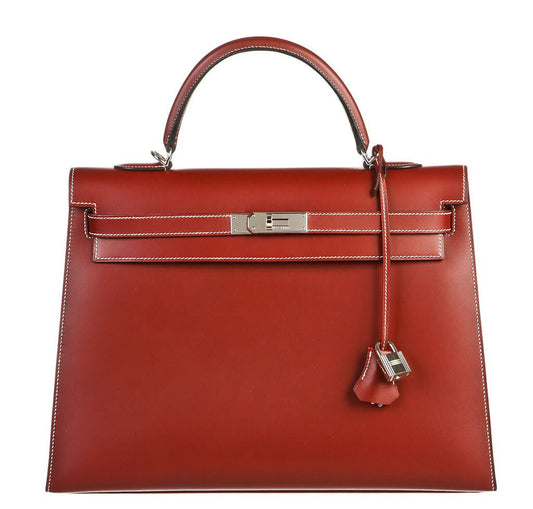 Hermès Chamonix Rouge H Kelly 35 Bag - Crowned Bag