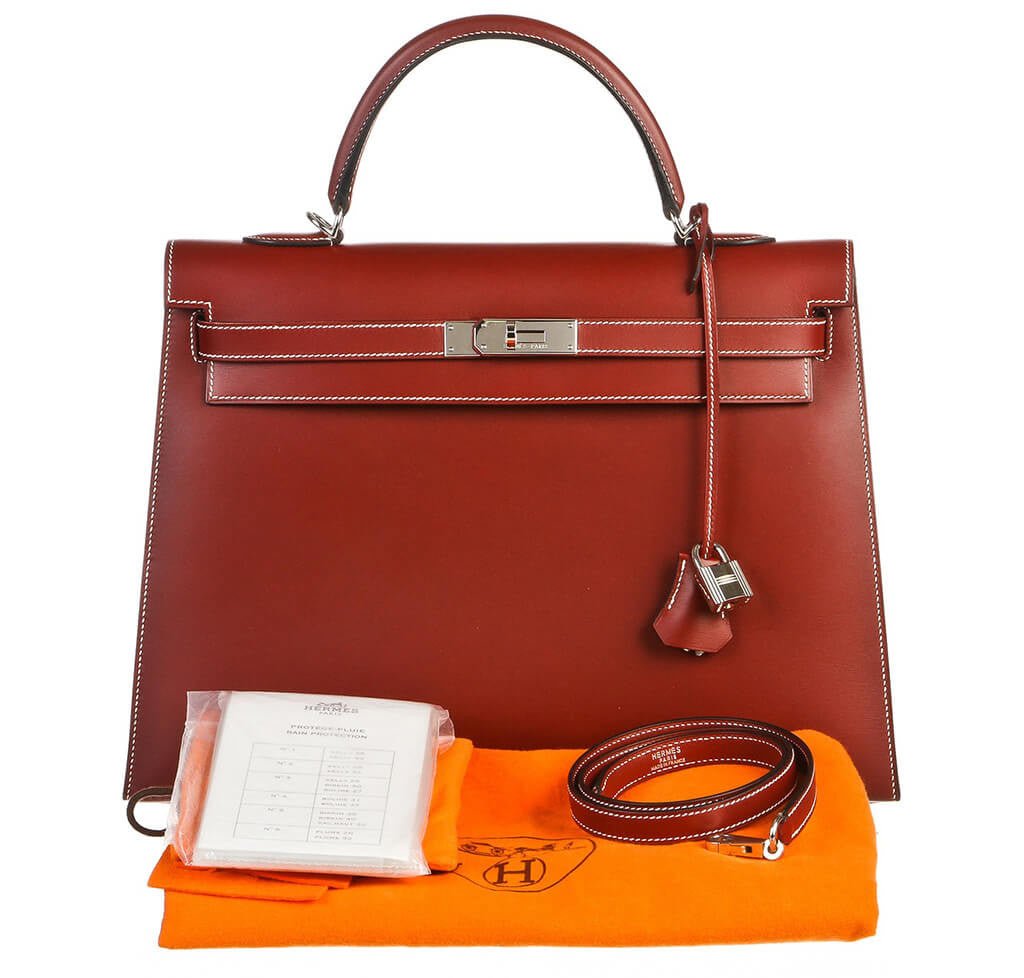 Hermès Chamonix Rouge H Kelly 35 Bag - Crowned Bag