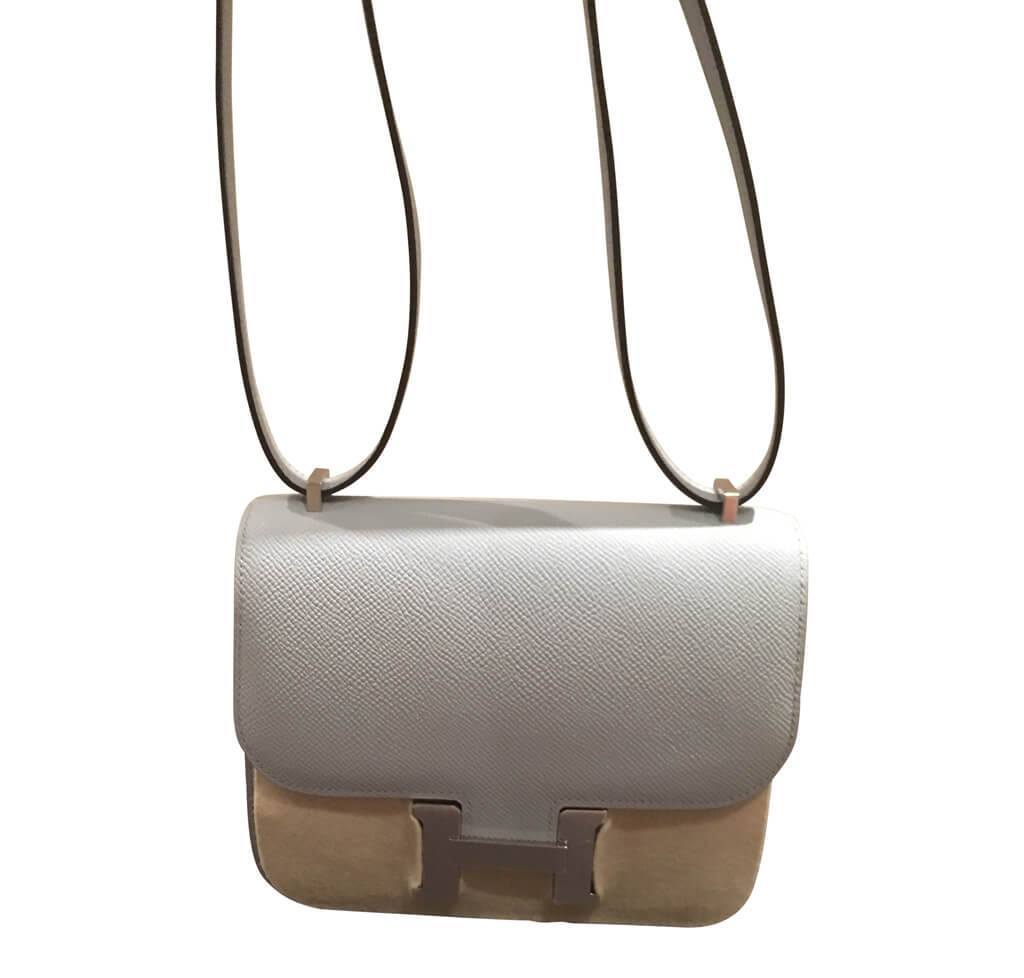 Hermes Constance Mini 18 Bleu Glacier Epsom Leather Palladium Hardware BagAg